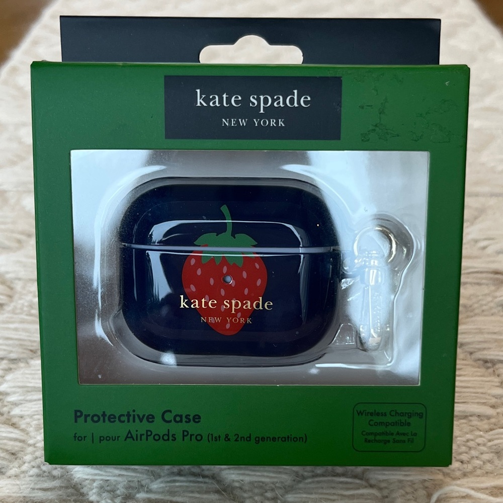 NWT Kate Spade Navy and Red Strawberry AirPods Pro Case